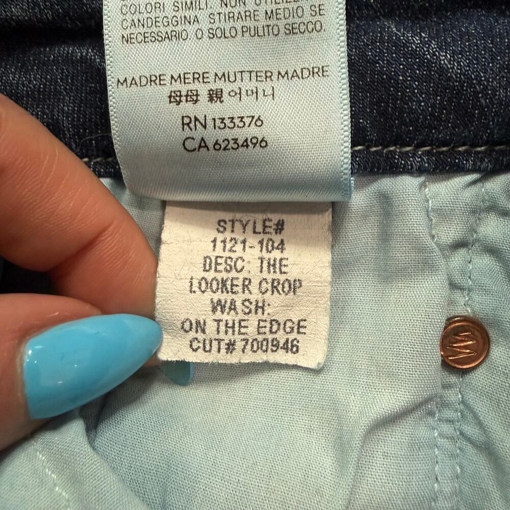 Mother Denim Blue Medium Wash Stretch The Looker Crop On The Edge Size 24 - Picture 6 of 12